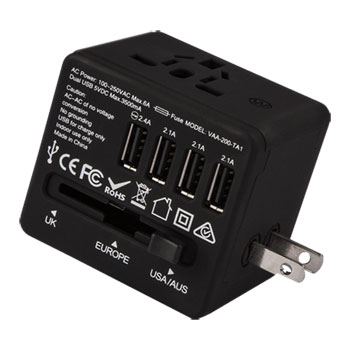 Veho World Plug Travel Adaptor with 4 Port Fast USB Charger Plug : image 3