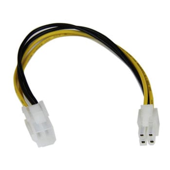 StarTech.com 20cm 4 Pin CPU Power Extension Cable - Black/Yellow