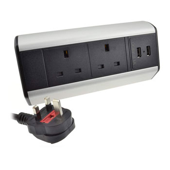 LMS Desktop Bench Mountable PDU 2 x UK Sockets & 2 x USB : image 1