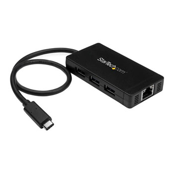 3-Port USB-C Hub with Gigabit Ethernet - USB-C to 3x USB-A - USB 3.0 - Includes Power Adapter : image 1