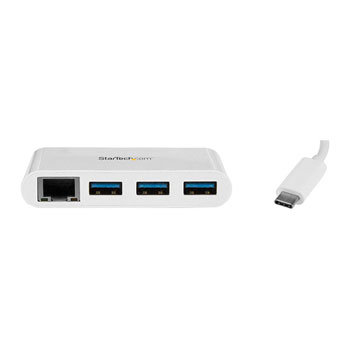3-Port USB-C Hub with Gigabit Ethernet - USB-C to 3x USB-A - USB 3.0 Hub - White : image 2