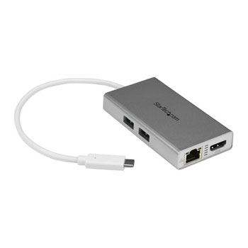 USB-C Multiport Adapter for Laptops  Power Delivery 4K HDMI - GbE - USB 3.0 - Silver & White : image 1