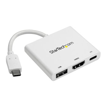 USB-C to 4K HDMI Multifunction Adapter with Power Delivery and USB-A Port - White