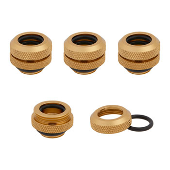 Corsair Hydro X XF Gold Brass 12mm G1/4" Hardline Compression Fittings - Four Pack : image 1