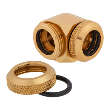 Corsair Hydro X XF Gold Brass 14mm Hardline 90° Compression Fittings - Twin Pack : image 2