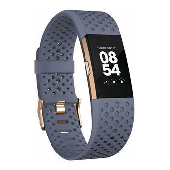 blue and rose gold fitbit