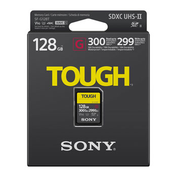 SF-G128T/T1 Sony Tough High Performance 128GB SDXC UHS-II Class 10 U3 Flash Memory Card with Blazing Fast Read Speed up to 300MB/s 