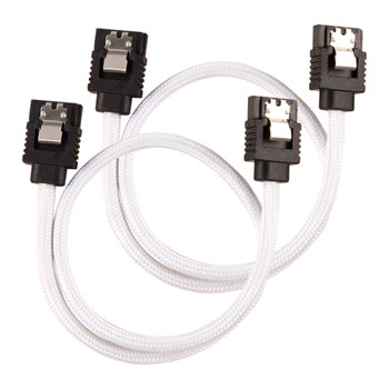 Corsair 30cm White Premium Braided Sleeved SATA Data Cable : image 1