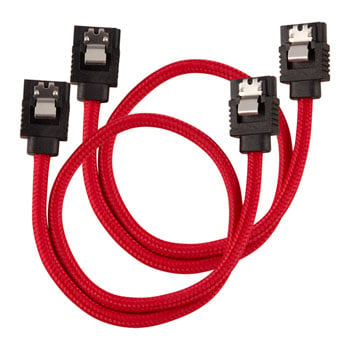 Corsair 30cm Red Premium Braided Sleeved SATA Data Cable
