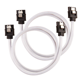 Corsair 60cm White Premium Braided Sleeved SATA Data Cable : image 1