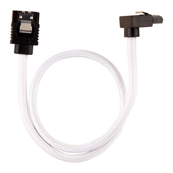 Corsair 30cm White Premium Braided Sleeved 90° SATA Data Cable : image 2