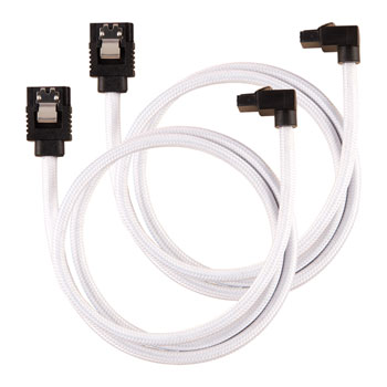 Photos - Cable (video, audio, USB) Corsair 60cm White Premium Braided Sleeved 90° SATA Data Cable 