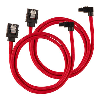 Corsair 60cm Red Premium Braided Sleeved 90° SATA Data Cable : image 1
