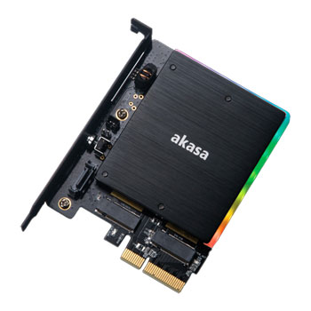Akasa Dual Port M.2 PCIe/SATA SSD Adapter Card /w RGB and Heatsink