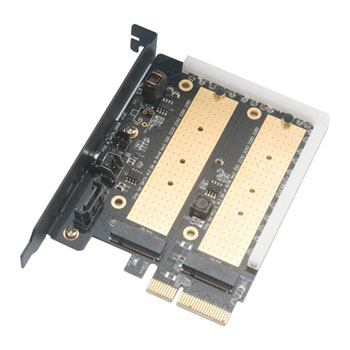 Image of Dual M.2 PCIe Adapter installed into a Lenovo M92 Small. The