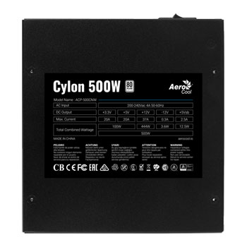 Aerocool Cylon 500W Fully Wired 80+ PSU/Power Supply LN100305 - ACPW ...