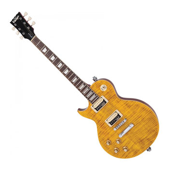 Vintage V100 Left Hand Electric Guitar (Flamed Amber) : image 1