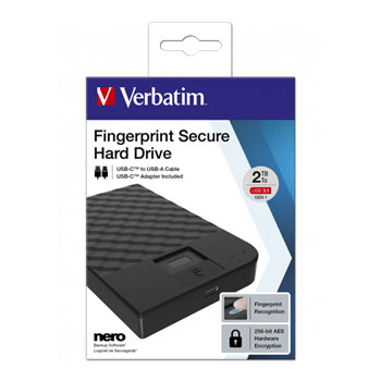 Verbatim 2TB Fingerprint Secure USB3.1 2.5" External Hard Drive with 256-BIT AES Hardware Encription : image 1