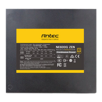 Antec NE600G ZEN 600 Watt Fully Wired 80+ Gold PSU/Power Supply : image 4