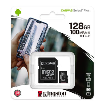 Kingston Canvas Select Plus 128GB UHS-I Micro SD Memory Card + SD Adapter : image 1