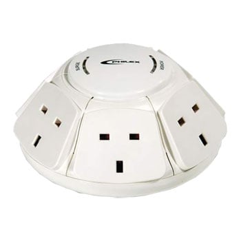 Xclio PowerDome 6 Socket Extension with Surge Protection White