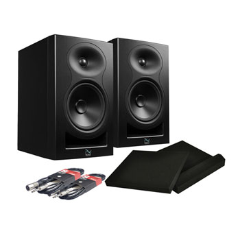 KALI LP-8 Monitor Speakers, Adam HallMonitor Isolation Pads  and Leads Bundle