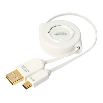 Techlink 100cm Retractable USB A to Mini USB Cable