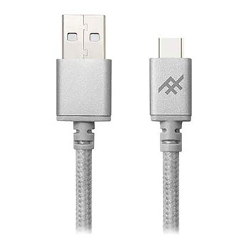 iFrogz UniqueSync Braided USB A to C Charge & Sync Cable Fast 3.0A USB3.1 Silver 1.8m