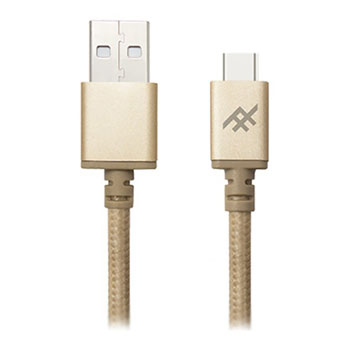 iFrogz UniqueSync Braided USB A to C Charge & Sync Cable Fast 3.0A USB3.1 Gold 1.8m