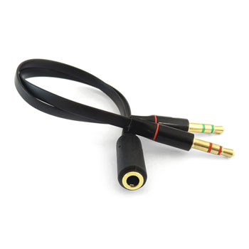 Xclio 3.5mm Female to 2 Male Headphone Headset Microphone Y Splitter Audio Adapter Cable Black : image 1
