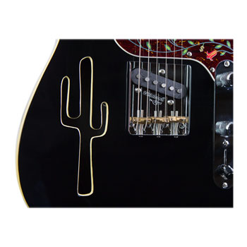 Joe Doe by Vintage 'Lucky Buck' 6 String Semi-Hollow Electric Guitar in Black - Limited Edition : image 3