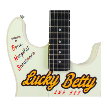 Joe Doe by Vintage 'Lucky Betty' 6 String Electric Guitar (White) - Limited Edition : image 4