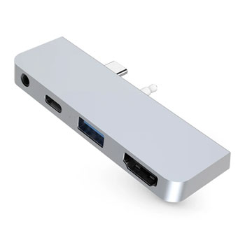 HyperDrive 4 in 1 USB-C Hub Hub for Microsoft Surface Go 4K HDMI USB-C/A Audio Ports Silver : image 1