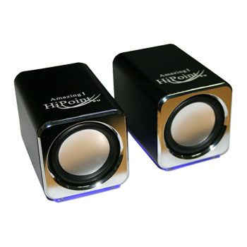 Xclio Digital Mini Stereo Aluminium Speakers Built in Sound Card Black with Blue LED USB : image 1