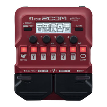 Zoom B1 FOUR Bass Effects Pedal,  9 Amp Models, 70 Onboard Effects, Looper, Built-in Drum Machine : image 2