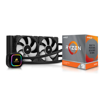 AMD Ryzen 9 3900XT 12-Core CPU & Corsair H100i RGB PRO XT AIO Bundle