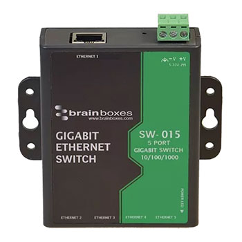 Brainboxes Compact DIN Rail Mountable 5 Port Gigabit Ethernet Switch : image 1