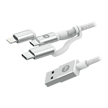 Mophie 1M 3 in 1 USB A to Lightning USB C Micro USB Durable Charge Sync Cable