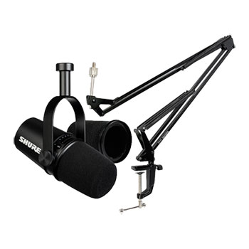 Shure MV7 Black USB Mic, RK345 Windshield & Tascam TM-AM2 Boom Arm