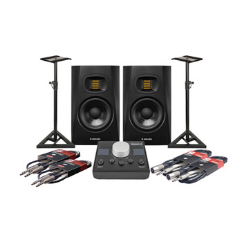 ADAM Audio T7V Speakers, Mackie Big Knob Monitor Controller, Monitor Stands and Cables : image 1