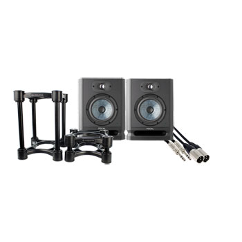 Focal - Alpha 65 Evo 6.5" Studio Monitors, IsoAcoustics ISO155 Speaker Stands & Leads