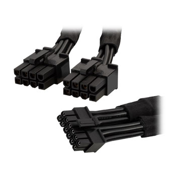 SilverStone 55cm 2 x EPS 8 pin (PSU) to 12 pin (GPU) Power Cable - Black : image 2