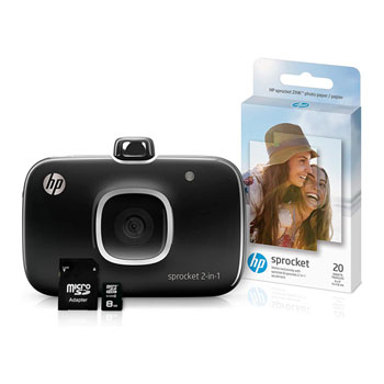 HP Sprocket 2 In 1 Portable Photo Printer + Camera Bundle Pack iOS/And