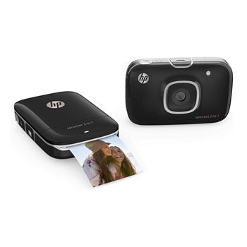 HP Sprocket 2 In 1 Portable Photo Printer + Camera Bundle Pack iOS/Android Black : image 2