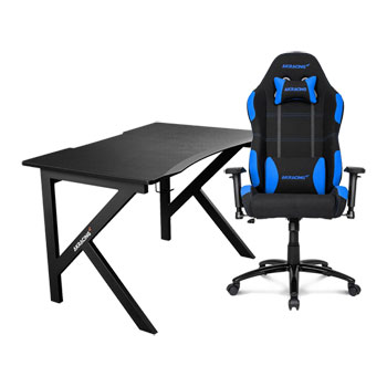 AKRacing Summit Gaming Desk with Core Series EX BLACK/BLUE Gaming Chair + XL Mousepad : image 1