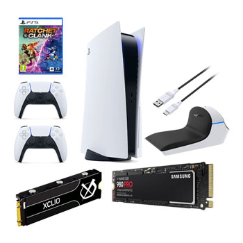 PlayStation 5 Bluray with Ratchet and Clank, +1 Controller, Charger, 1TB M.2 + Heatsink