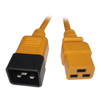 VIDEK 2m IEC C20 to IEC C19 Male-to-Female Mains Power Cable - Orange : image 1