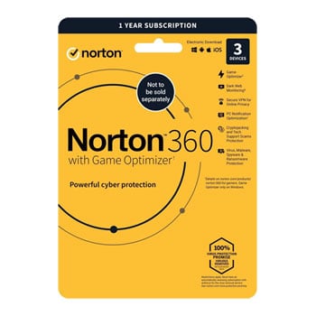Norton 360 Soft Box with Game Optimiser 3x Devices 1 Year Licence