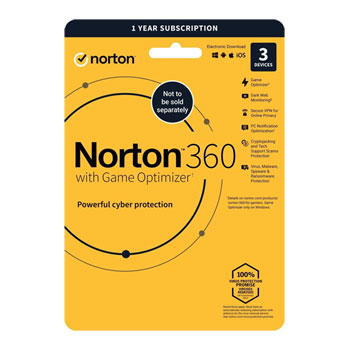 Norton 360 AV + VPN + Game Optimiser 3x Devices 1 Year Licence PC/MAC/iOS/Android OEM