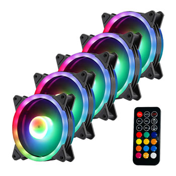 5 Pack 120mm Xclio RGB Fans with Controller with RGB Remote : image 1